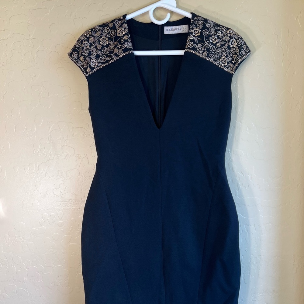 Bec & Bridge Gold and Black Embellished low cut Mini Dress